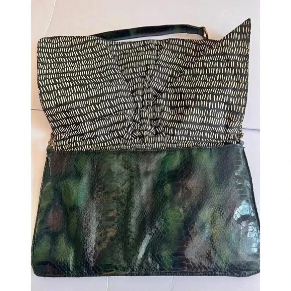 Vintage Deena & Ozzy Snakeskin Print Leather Small Handbag Clutch Wallet - Picture 8 of 11